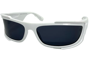 Classic Modern Retro Wrap Around Luxury SUNGLASSES Super Thick White Frame 80637