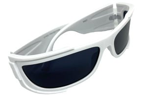 Classic Modern Retro Wrap Around Luxury SUNGLASSES Super Thick White Frame 80637