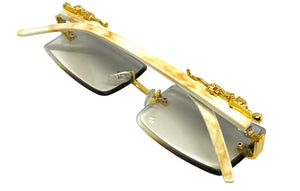Classy Elegant Sophisticated Modern Luxury Style SUNGLASSES Rimless Gold Frame 5249