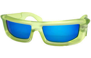 Classic Modern Futuristic Sporty Wrap Around SUNGLASSES Thick Green Frame P0142