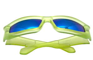 Classic Modern Futuristic Sporty Wrap Around SUNGLASSES Thick Green Frame P0142