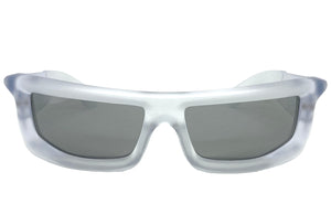 Classic Modern Futuristic Sporty Wrap Around SUNGLASSES Thick Clear Frosted Frame P0142