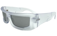 Classic Modern Futuristic Sporty Wrap Around SUNGLASSES Thick Clear Frosted Frame P0142