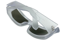 Classic Modern Futuristic Sporty Wrap Around SUNGLASSES Thick Clear Frosted Frame P0142