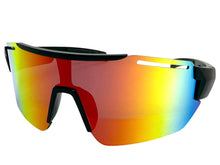 Oversized Sporty Wrap Around Cycling Fishing Biker SUNGLASSES Large Black Frame - Gold Lens 5204