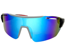 Oversized Sporty Wrap Around Cycling Fishing Biker SUNGLASSES Large Black Frame - Blue Lens 5204