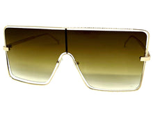 Oversized Futuristic Modern Retro Shield Style SUNGLASSES Large Gold Frame 96177