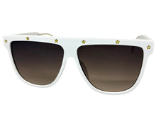 Oversized Classic Vintage Retro Style SUNGLASSES Large White & Gold Frame 30397