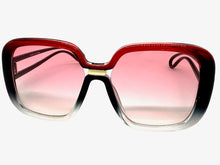 Oversized Exaggerated Vintage Retro Style SUNGLASSES Large Square Black & Red Frame 80960