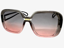 Oversized Exaggerated Vintage Retro Style SUNGLASSES Large Square Gray & Pink Frame 80960