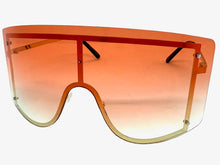 Oversized Exaggerated Vintage Retro Shield Style SUNGLASSES X-Large Gold Frame - Pink Lens 96313