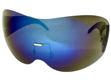 Oversized Exaggerated Modern Retro Shield Style SUNGLASSES X-Large Frame - Blue Lens 4679