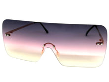 Oversized Exaggerated Modern Retro Shield Style SUNGLASSES Large Flat Purple & Pink Lens E0559