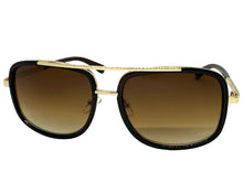 Classic Modern Retro Luxury Designer Style SUNGLASSES Square Brown & Gold Frame 3077