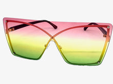 Oversized Trendy Bold Modern Retro Shield Style SUNGLASSES Large Flat Multicolor Lens E0443