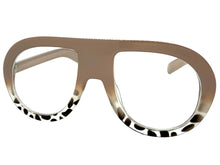 Oversized Classic Vintage Retro Style Clear Lens EYEGLASSES Large Round Khaki Frame TR90