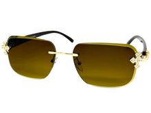 Classy Elegant Luxury Modern Hip Hop Style SUNGLASSES Rimless Gold Frame 7542