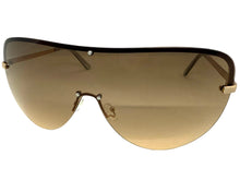 Oversized Exaggerated Modern Retro Shield Style SUNGLASSES X-Large Gold Frame - Smoke Lens 4603