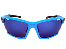 Classic Sporty Wrap Around Style SUNGLASSES Large Blue Frame - Blue Lens 2745