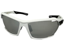 Classic Sporty Wrap Around Style SUNGLASSES Large White Frame - Chrome Lens 2745