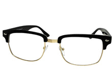 Classic Sophisticated Vintage Retro Style Clear Lens EYEGLASSES Square Black & Gold Frame 5450