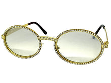Classy Elegant Luxury Modern Hip Hop Style Bling SUNGLASSES Large Oval Gold Frame E0653