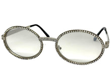 Classy Elegant Luxury Modern Hip Hop Style Bling SUNGLASSES Large Oval Silver Frame E0653