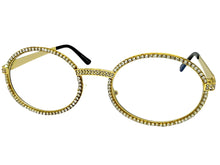 Classy Elegant Luxury Modern Hip Hop Style Bling EYEGLASSES Large Oval Gold Frame E0653