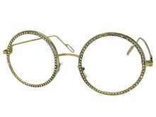 Classy Elegant Luxury Modern Hip Hop Style Bling EYEGLASSES Large Round Gold Frame E0654