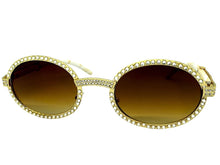 Classy Elegant Luxury Modern Hip Hop Style Bling SUNGLASSES Large Oval Gold & Marble Frame E0652