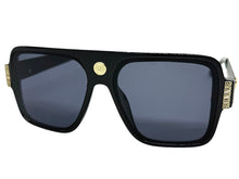 Classic Vintage Retro Luxury Hip Hop Rapper Style SUNGLASSES Large Black & Gold Frame 3078