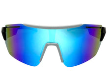 Oversized Sporty Wrap Around Cycling Fishing Biker SUNGLASSES Large Black Frame - Blue Lens 5204