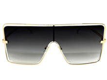 Oversized Futuristic Modern Retro Shield Style SUNGLASSES Large Gold Frame 96177