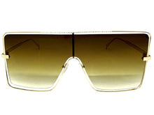 Oversized Futuristic Modern Retro Shield Style SUNGLASSES Large Gold Frame 96177