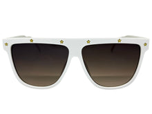 Oversized Classic Vintage Retro Style SUNGLASSES Large White & Gold Frame 30397