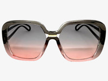 Oversized Exaggerated Vintage Retro Style SUNGLASSES Large Square Gray & Pink Frame 80960