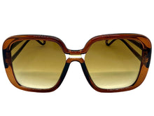 Oversized Exaggerated Vintage Retro Style SUNGLASSES Large Square Brown Frame 80960