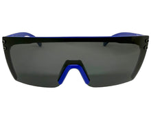 Classic Hardcore Biker Gangster Wrap Shield Style POLARIZED SUNGLASSES Blue Frame - Dark Lens X0018