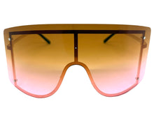 Oversized Exaggerated Vintage Retro Shield Style SUNGLASSES X-Large Gold Frame - Ombre Lens 96313