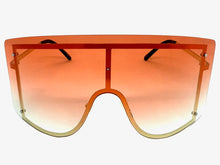 Oversized Exaggerated Vintage Retro Shield Style SUNGLASSES X-Large Gold Frame - Pink Lens 96313