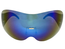 Oversized Exaggerated Modern Retro Shield Style SUNGLASSES X-Large Frame - Blue Lens 4679