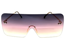Oversized Exaggerated Modern Retro Shield Style SUNGLASSES Large Flat Purple & Pink Lens E0559