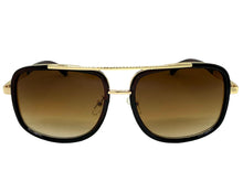 Classic Modern Retro Luxury Designer Style SUNGLASSES Square Brown & Gold Frame 3077