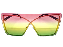 Oversized Trendy Bold Modern Retro Shield Style SUNGLASSES Large Flat Multicolor Lens E0443