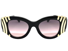 Exaggerated Classic Vintage Retro Cat Eye Style SUNGLASSES Thick Black & Gold Frame 9717