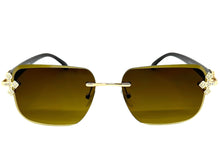 Classy Elegant Luxury Modern Hip Hop Style SUNGLASSES Rimless Gold Frame 7542