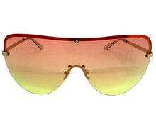 Oversized Exaggerated Modern Retro Shield Style SUNGLASSES X-Large Gold Frame - Orange & Yellow Lens 4603
