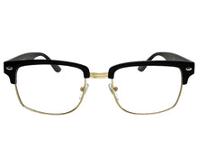 Classic Sophisticated Vintage Retro Style Clear Lens EYEGLASSES Square Black & Gold Frame 5450