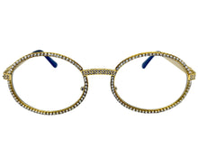 Classy Elegant Luxury Modern Hip Hop Style Bling EYEGLASSES Large Oval Gold Frame E0653
