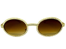 Classy Elegant Luxury Modern Hip Hop Style Bling SUNGLASSES Large Oval Gold & Marble Frame E0652